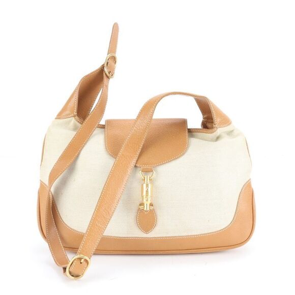 Gucci New Jackie 001 01 Leather Canvas 2WAY Shoulder Bag Shoulder Hand Genuine - Picture 2 of 11